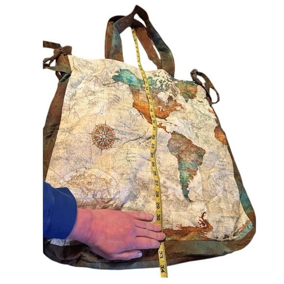 Handmade Tote Bag antique style world map with drawstring closure quality! - Picture 7 of 10